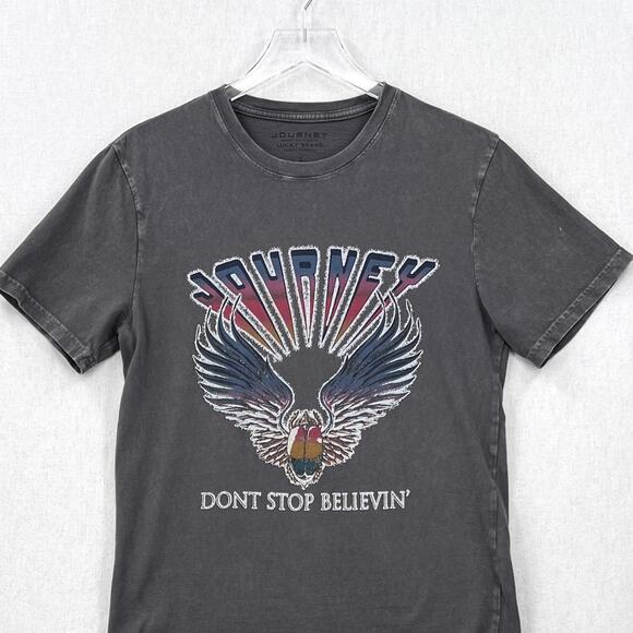 LUCKY BRAND Journey Band Tee Mens Gray Small Short Sleeve Crew Neck Unisex Shirt - Picture 3 of 12